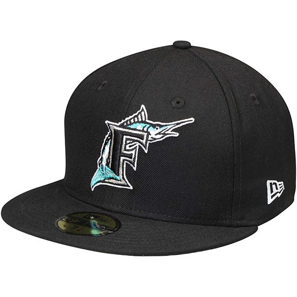 Men's New Era Black Florida Marlins Cooperstown Collection Wool 59FIFTY ...