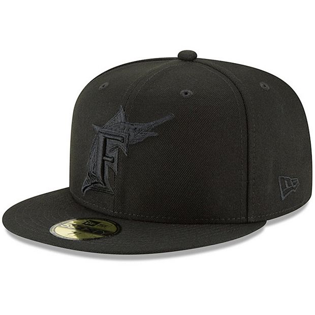 Men's New Era Black Florida Marlins Throwback Primary Logo Basic 59FIFTY  Fitted Hat