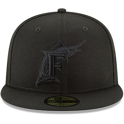 Men s New Era Black Florida Marlins Throwback Primary Logo Basic 59FIFTY Fitted Hat