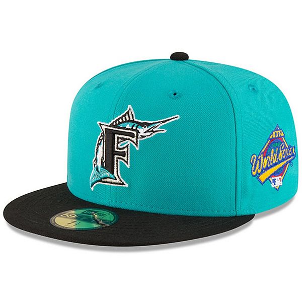 Teal Florida Marlins 1993 Inaugural Side Patch Snapback Hat New Era White 