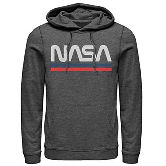 Men's NASA Red Blue Stripe Minimal Logo Vintage Hoodie