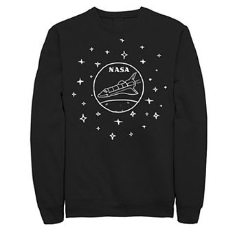 Men's NASA Shuttle Stars Doodle Logo White Sketch Sweatshirt