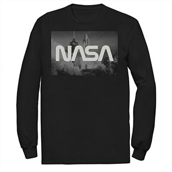 Men's NASA Space Shuttle Blast Off Text Over Lay Tee
