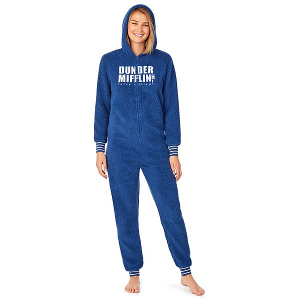 The Office Dunder Mifflin Hooded Fleece One Piece Pajamas