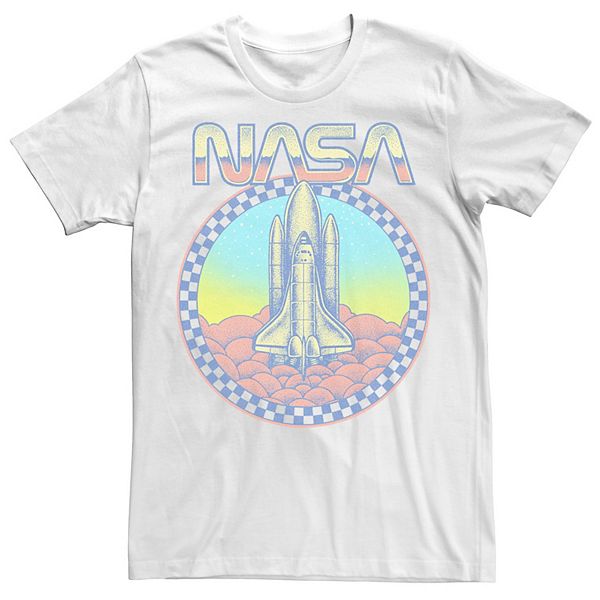 Men's NASA Neon Retro Checkered Logo Tee