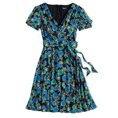 Women's Chaps Short-Sleeve Cross-Front Dress