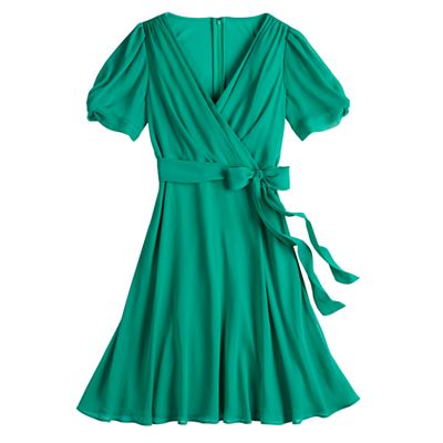 Women's Chaps Short-Sleeve Cross-Front Dress