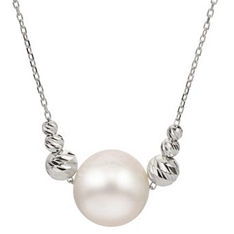 PearLustre by Imperial Sterling Silver Freshwater Cultured Pearl & Brilliance Bead Necklace