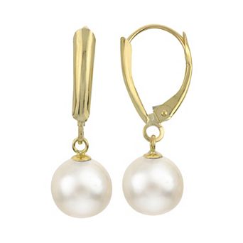 PearLustre by Imperial 10k Gold Freshwater Cultured Pearl Leverback Drop Earrings