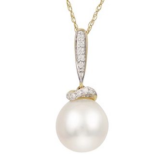 PearLustre by Imperial 14k Gold Freshwater Cultured Pearl & Diamond Accent Pendant Necklace
