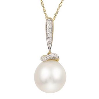 PearLustre by Imperial 14k Gold Freshwater Cultured Pearl & Diamond Accent Pendant Necklace