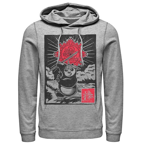 Men s Kung Fu Panda Master Po Action Pose Woodcut Poster Hoodie