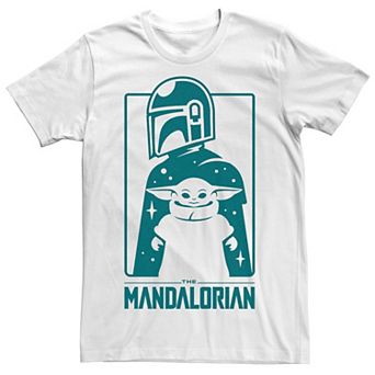 Men's The Mandalorian The Child Aka Baby Yoda Mando Silhouette Poster Tee