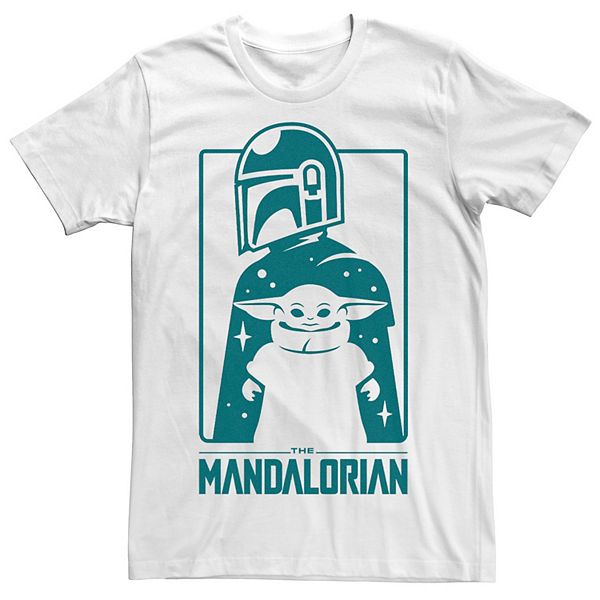 Men's The Mandalorian The Child Aka Baby Yoda Mando Silhouette Poster Tee