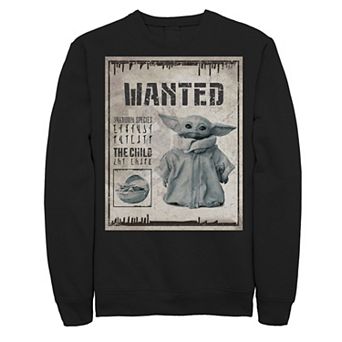 Men's Star Wars The Mandalorian The Child Aka Baby Yoda Wanted Poster Sweatshirt
