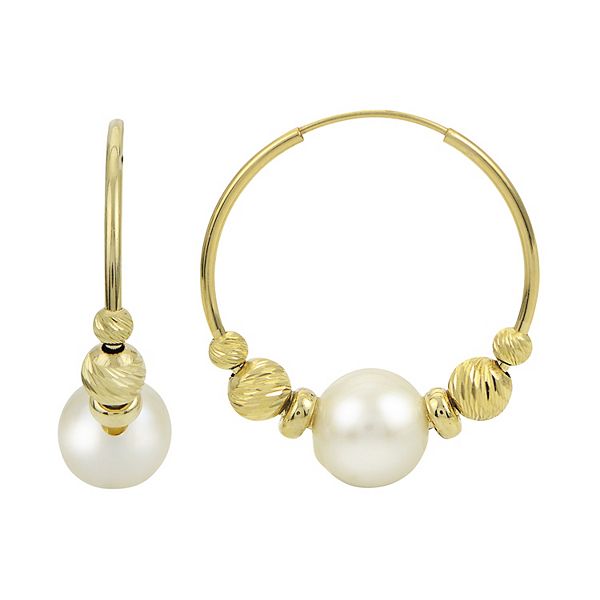 Gold hoop earring hot sale with pearl