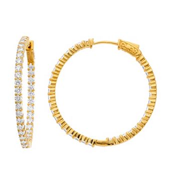 Rosabella 18k Gold-Over-Sterling Silver Cubic Zirconia Inside Out Hoop Earrings