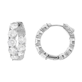 Rosabella Sterling Silver Cubic Zirconia Huggie Hoop Earrings