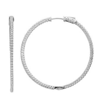 Rosabella Sterling Silver Cubic Zirconia Large Hoop Earrings