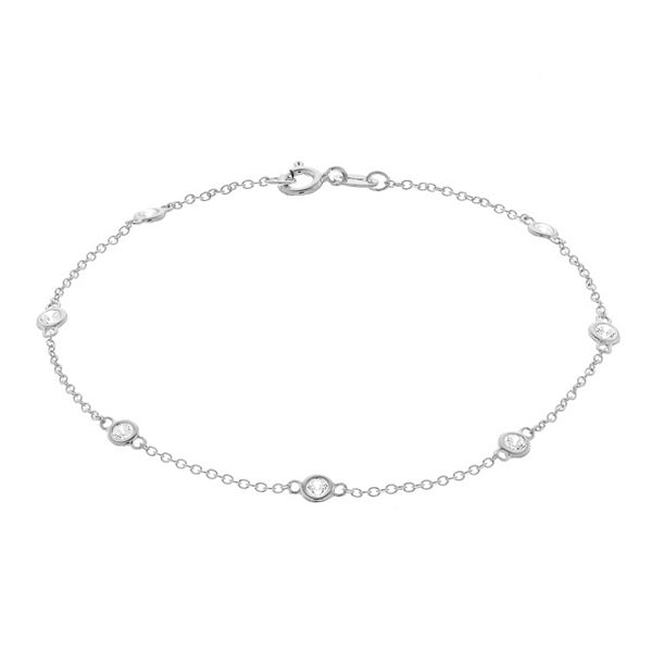 Rosabella Sterling Silver Cubic Zirconia Station Bracelet