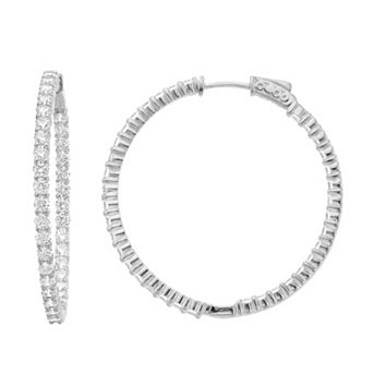 Rosabella Sterling Silver Cubic Zirconia Inside Out Hoop Earrings