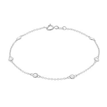 Rosabella Sterling Silver Cubic Zirconia Station Bracelet