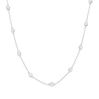 Rosabella Sterling Silver Cubic Zirconia Station Necklace