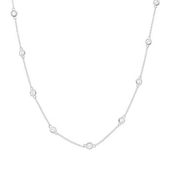 Rosabella Sterling Silver Cubic Zirconia Station Necklace