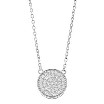 Rosabella Sterling Silver Cubic Zirconia Pave Circle Link Necklace
