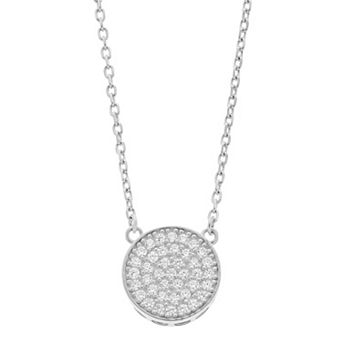 Rosabella Sterling Silver Cubic Zirconia Pave Circle Link Necklace