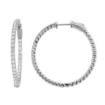 Rosabella Sterling Silver Cubic Zirconia Wavy Inside Out Hoop Earrings