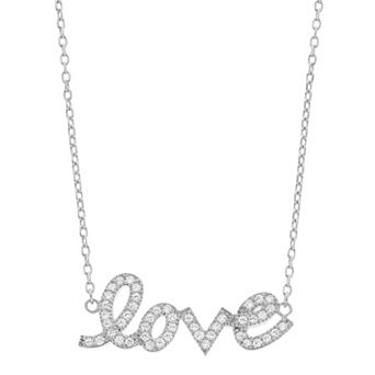 Rosabella Sterling Silver & Cubic Zirconia "Love" Necklace