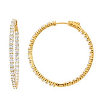 Rosabella 18k Gold Over Silver Cubic Zirconia Hoop Earrings