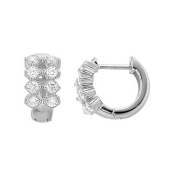 Rosabella Sterling Silver Cubic Zirconia Huggie Hoop Earrings