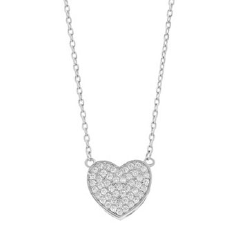 Rosabella Sterling Silver Cubic Zirconia Heart Necklace