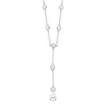 Rosabella Sterling Silver & Cubic Zirconia Teardrop Y Necklace