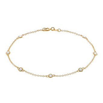 Rosabella 18k Gold Over Silver Cubic Zirconia Station Bracelet