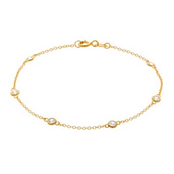 Rosabella 18k Gold Over Silver Cubic Zirconia Station Bracelet