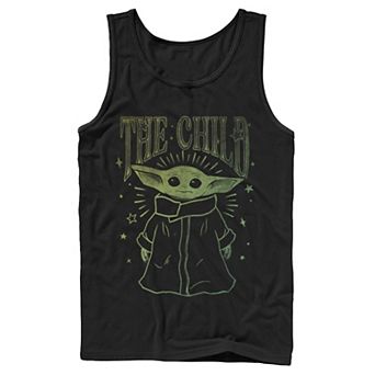Men's The Mandalorian The Child Aka Baby Yoda Stars Outline Portrait Tank Top