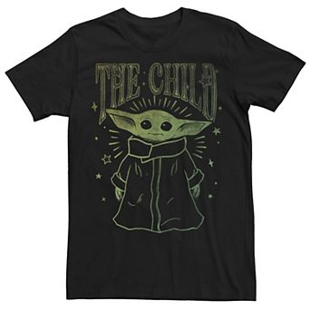 Men's The Mandalorian The Child Aka Baby Yoda Stars Outline Portrait Tee