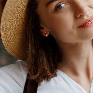 Stella Grace 10K White Gold 1/10 Carat T.W. Diamond Hoop Earrings