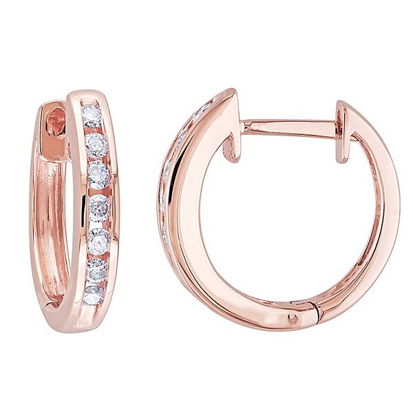 Stella Grace 10K Rose Gold 1/4 Carat T.W. Diamond Hoop Earrings