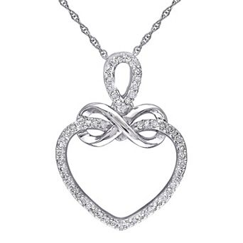 Stella Grace 10K White Gold 1/5 Carat T.W. Diamond Infinity Heart Pendant Necklace