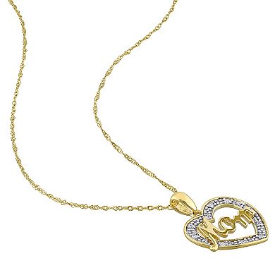 Stella Grace 10K Gold Diamond Accent "Mom" Heart Pendant Necklace