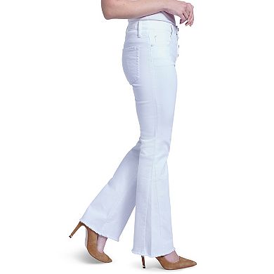 Women's Seven7 Frayed Button-Fly Flare Leg Jeans