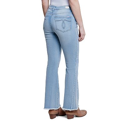 Women's Seven7 Frayed Button-Fly Flare Leg Jeans