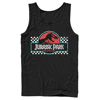Men's Jurassic Park Retro Colors Checkered Logo Tank Top