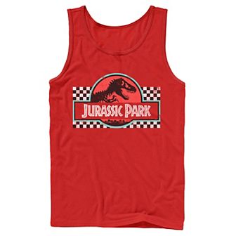 Men's Jurassic Park Retro Colors Checkered Logo Tank Top