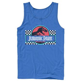 Men's Jurassic Park Retro Colors Checkered Logo Tank Top