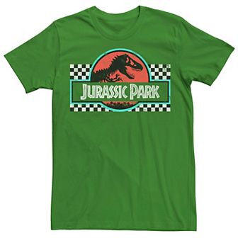 Men's Jurassic Park Retro Colors Checkered Logo Tee
